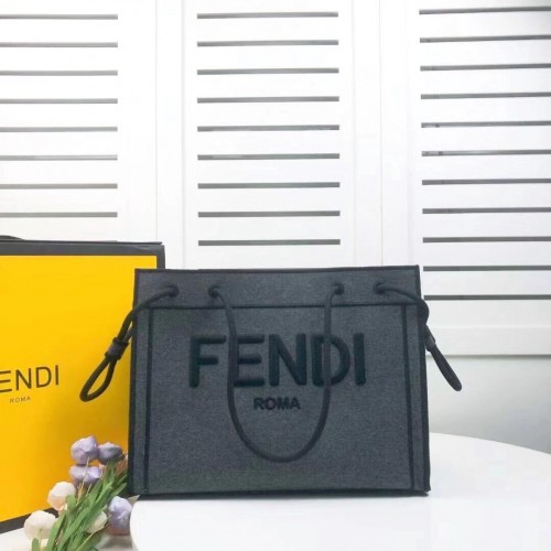 Plátěná taška FENDI F6501 tmavě šedá