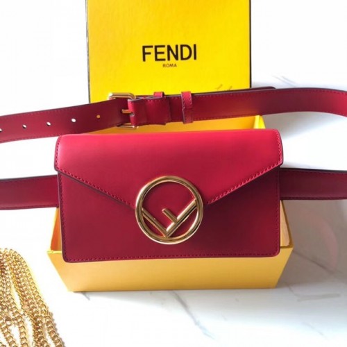 Kožená kabelka na opasek Fendi BELT BAG 8BM005 červená