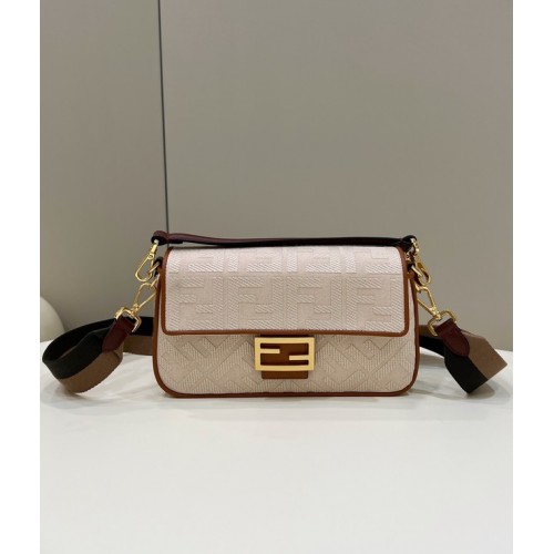 Látková kabelka Fendi Baguette Chain FF 8BR600A béžová