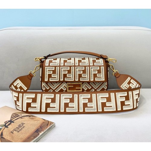 Kožená kabelka Fendi Baguette 8BR600A Camel