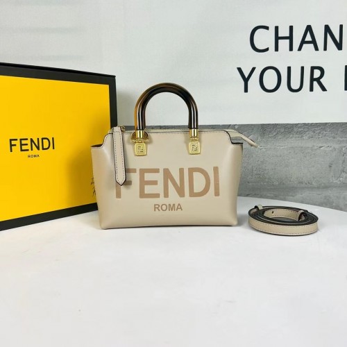 Fendi By The Way Mini malá kožená kabelka Boston 8BS067A holubí šedá