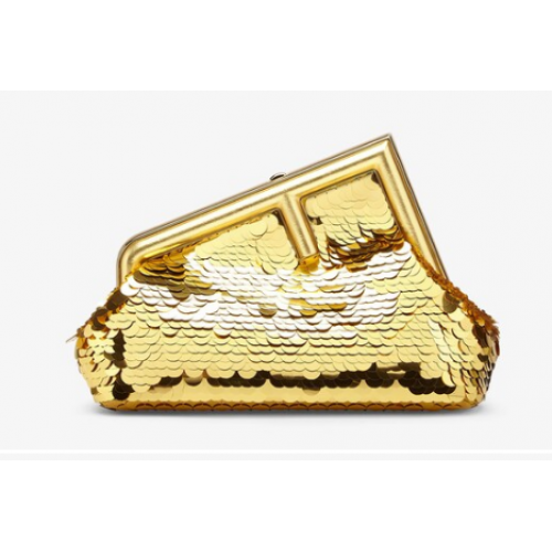 Fendi First Small flitrovaná kabelka 8BP129 zlatá