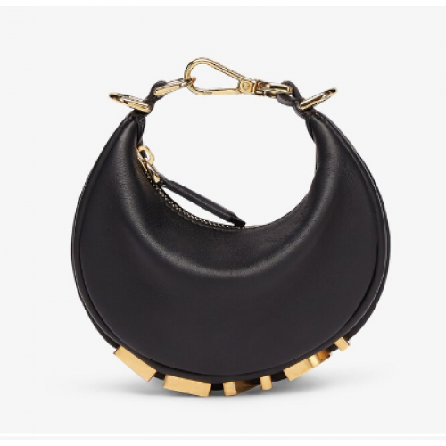 Černý kožený přívěsek Fendi Nano Fendigraphy 7AS089A