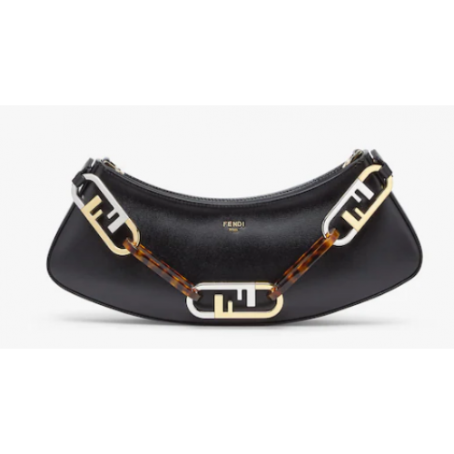 Kožená taška Fendi O Lock Swing v barvě mint green 8BS068A černá