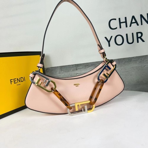 Kožená taška Fendi O Lock Swing Mint 8BS068A světle růžová
