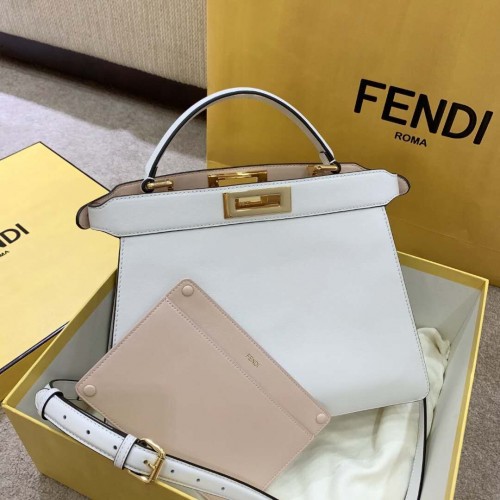 Kožená kabelka Fendi PEEKABOO ISEEU EAST-WEST WHITE 8BN323