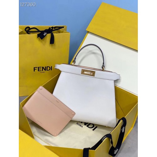 Kožená kabelka Fendi PEEKABOO ISEEU MEDIUM 70193 bílá