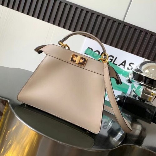 Fendi Peekaboo Iseu malá kožená kabelka 8BN327A šedá