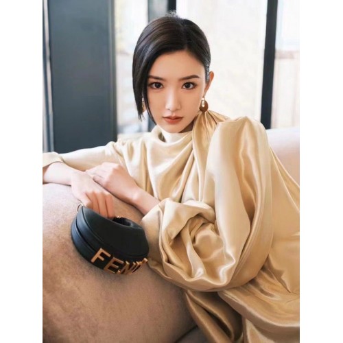 Fendi Praphy originální kožená velká mini kabelka s logem FENDI 80056S černá