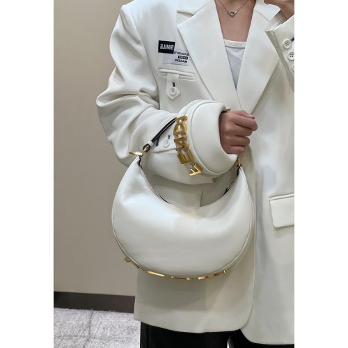 Fendi Praphy originální kožená taška s velkým logem 80056M bílá