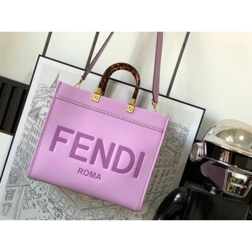 Kožená nákupní taška Fendi Sunshine Medium 8BH386A levandulová