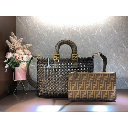 Kabelka Fendi Weave F6501 hnědá