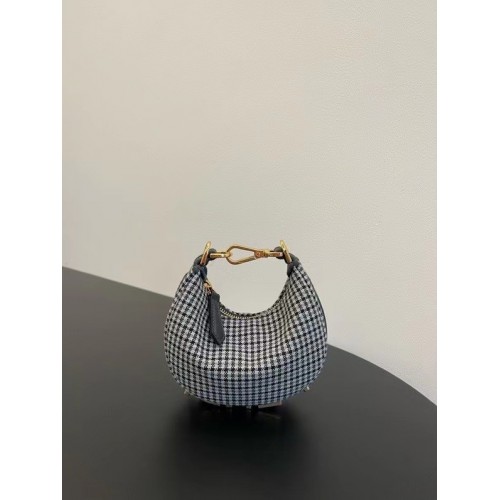 Mini látková kabelka Fendi s grafickým vzorem 7AS089A černobílá