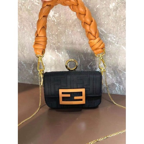 Bavlněná kabelka Fendi mini BAGUETTE F6550 černá