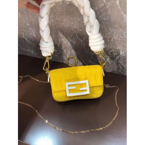 Bavlněná kabelka Fendi mini BAGUETTE F6550 žlutá