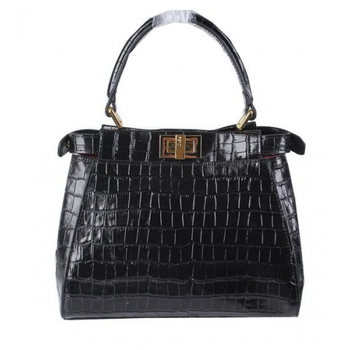 Fendi mini taška Peekaboo Croco Leather FD8838 Black