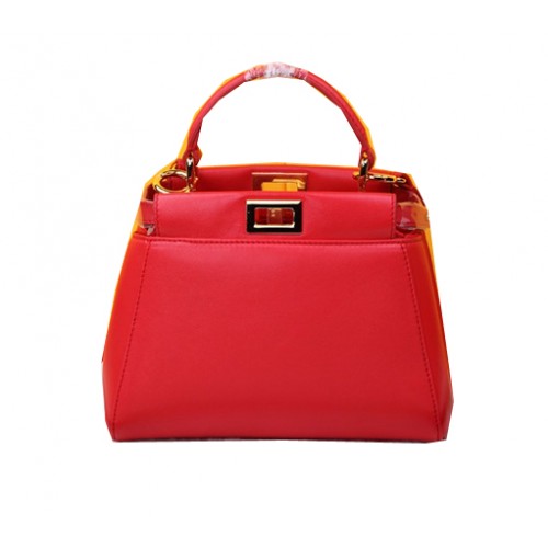 Fendi mini peekaboo kabelka z ovčí kůže F520885 červená