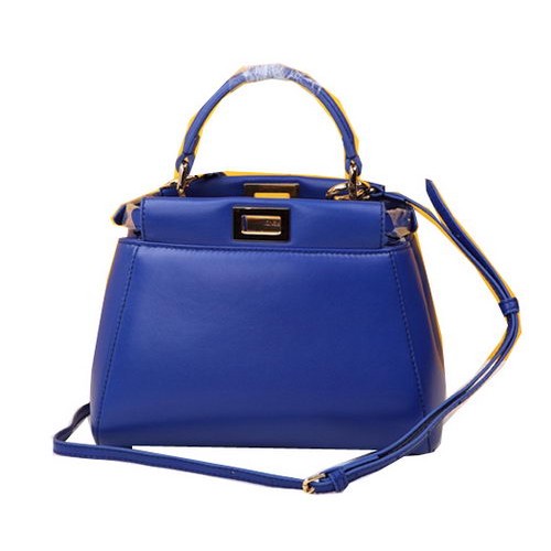 Fendi mini peekaboo kabelka z ovčí kůže F520885 královská modrá