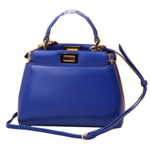 Fendi mini peekaboo kabelka z ovčí kůže FD520885 modrá