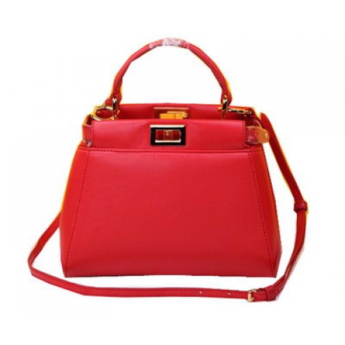 Fendi mini peekaboo kabelka z ovčí kůže FD520885 červená