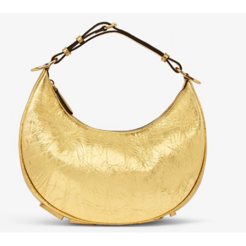 Malá zlatá laminovaná kožená kabelka Fendigraphy 8BR798A