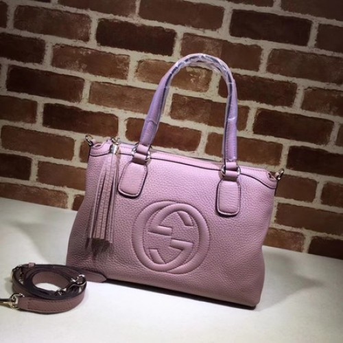 Gucci telecí kůže Soho kabelka s horním uchem 308362 růžová