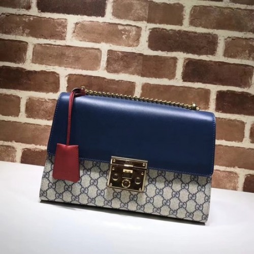 Gucci Padlock Medium GG Shoulder Bag 409486 Modrá