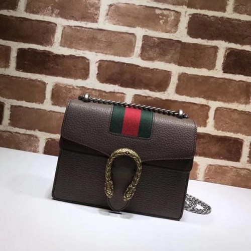 Mini kabelka přes rameno Gucci Dionysus s ličiovým vzorem 421970 hnědá
