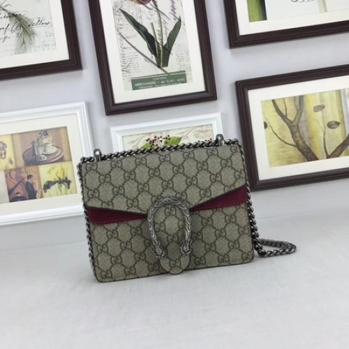 Plátěná kabelka přes rameno Gucci Mini Dionysus GG 421970 vínová