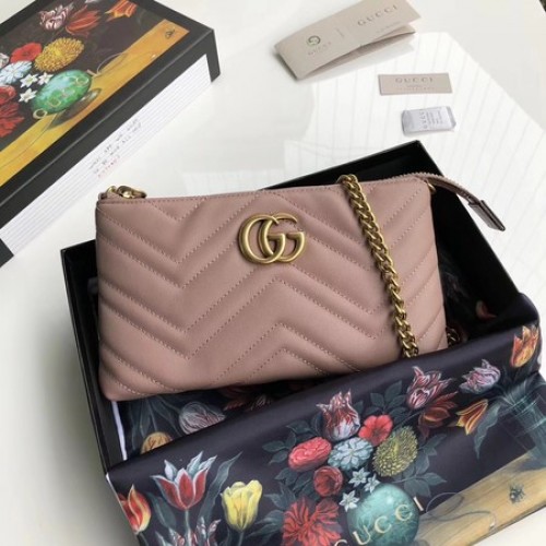 Gucci GG Marmont mini řetízková kabelka 443447 růžová