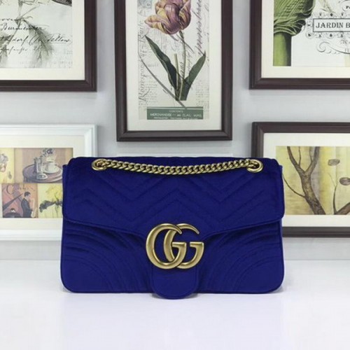 Gucci GG Marmont vyšívaná sametová kabelka 443496 modrá