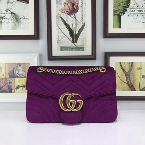 Gucci GG Marmont Vyšívaná sametová kabelka 443496 Fialová