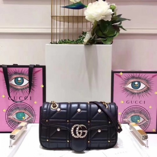 Gucci GG Marmont Malá taška přes rameno Matelasse 443497 Černá