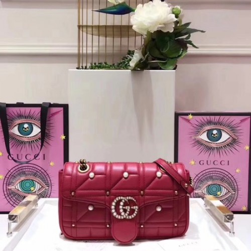 Gucci GG Marmont Malá taška přes rameno Matelasse 443497 Červená