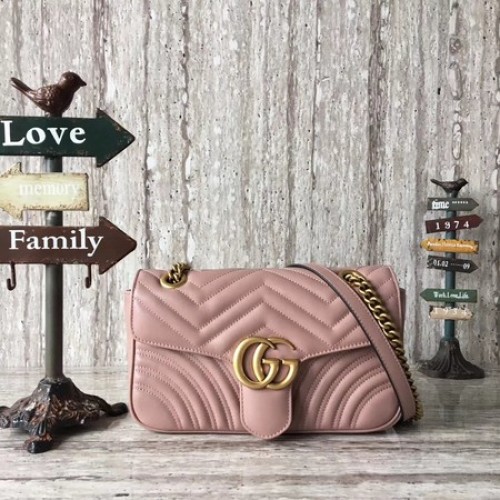 Gucci GG Marmont matelasse mini kabelka 446744 růžová