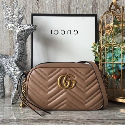 Gucci GG Marmont Malá taška přes rameno Matelasse 447632 Meruňková