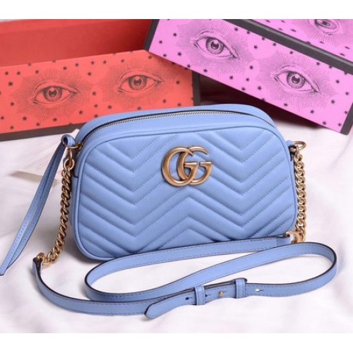 Gucci GG Marmont Malá kabelka přes rameno 447632 Sky Blue