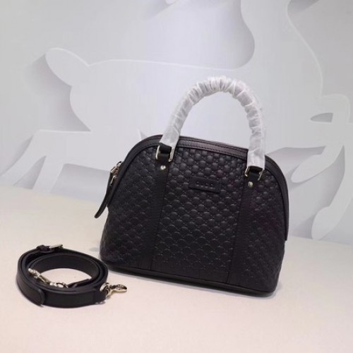 Kožená kabelka Gucci Signature s horním uchem 449654 černá