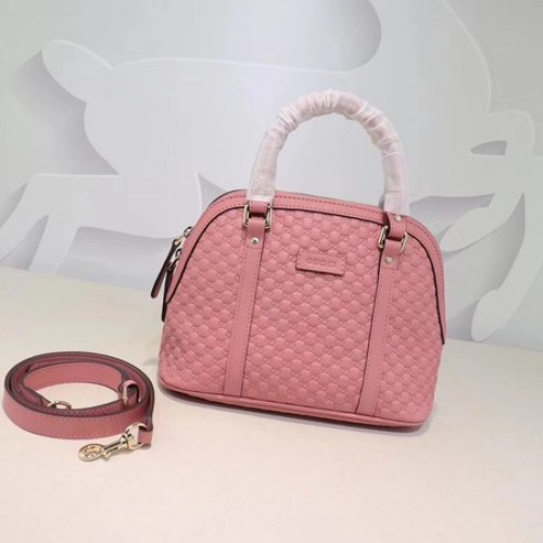 Kožená kabelka Gucci Signature s horním uchem 449654 růžová