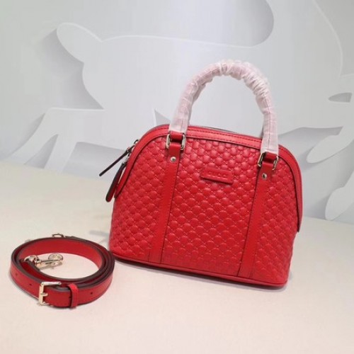 Kožená kabelka Gucci Signature s horním uchem 449654 červená