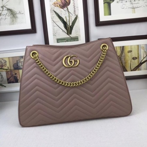 Gucci GG Marmont Střední kabelka přes rameno Matelasse 453569 Růžová