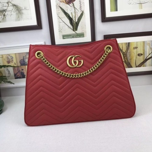 Gucci GG Marmont Střední taška přes rameno Matelasse 453569 Červená