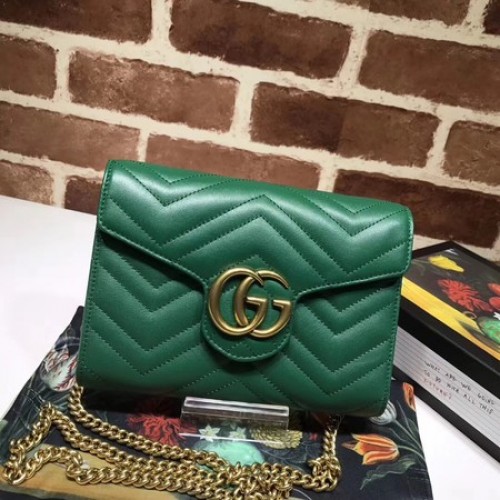 Mini kabelka Gucci GG Marmont Matelasse 474575 zelená