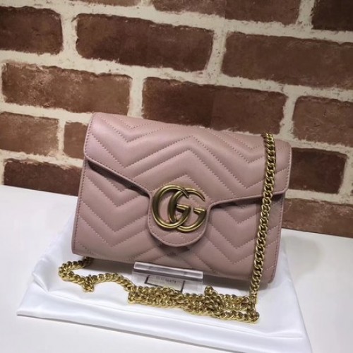 Mini kabelka Gucci GG Marmont Matelasse 474575 růžová