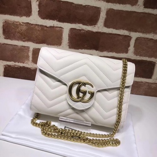 Mini kabelka Gucci GG Marmont Matelasse 474575 bílá