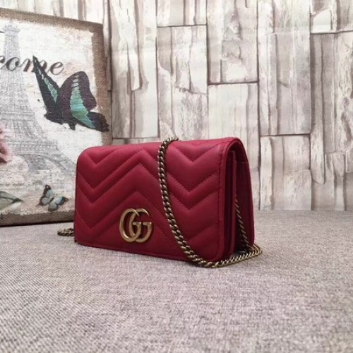 Gucci GG Marmont vyšívaná sametová mini kabelka 488426 červená