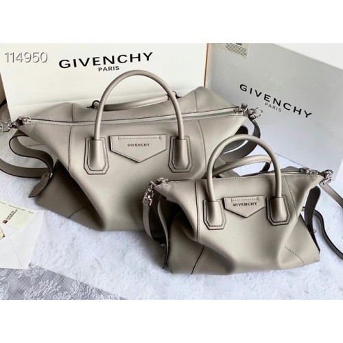 Originální kožená taška přes rameno GIVENCHY 63188 světle šedá