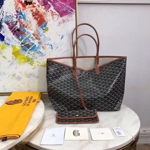 Kožená taška Goyard Calfskin Tote 20207 černá a hnědá