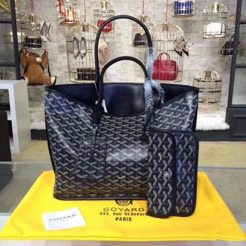 Kožená taška Goyard Calfskin Tote 20207 královská modrá