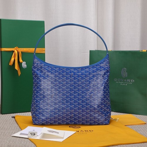Kožená kabelka Goyard Calfskin hobo G9983 modrá